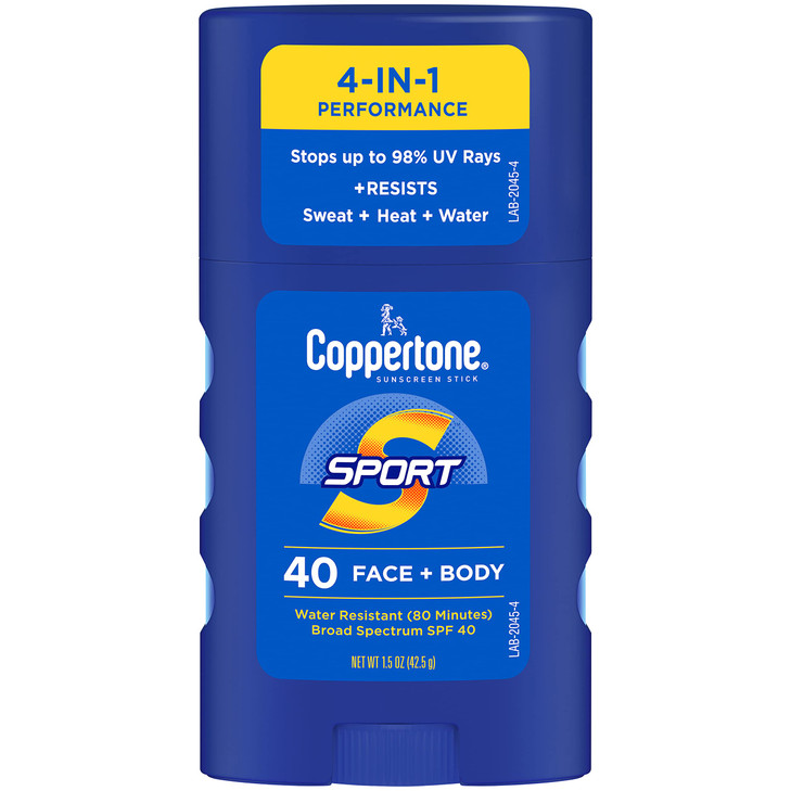 Coppertone Sport Sunscreen Stick Spf 40 Face And Body Travel Size 1.5 Oz