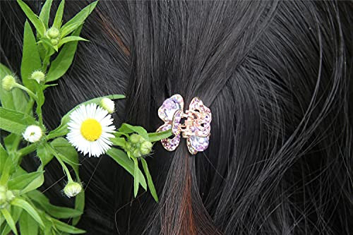 Yeshan Rhinestone And Crystal Metal Jaw Claw Hair Clip Small Butterfly Design Barrettes For Women Pack Of 6