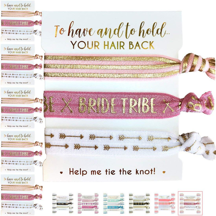 5 Pack Of Hair Tie Cards Bachelorette Party And Wedding Shower Proposal Favors For Bridesmaids Team Bride Bride Tribe Blush And Gold Tribe