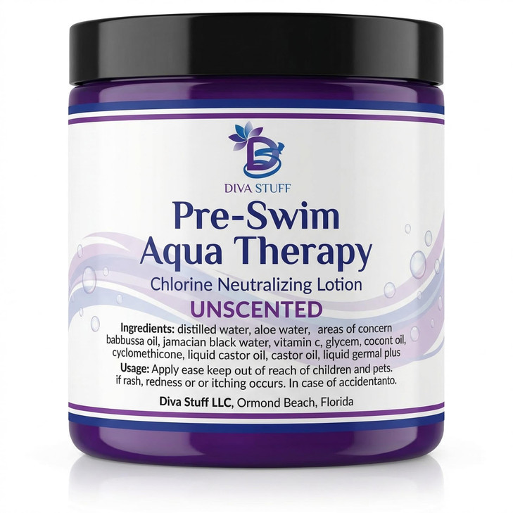 Diva Stuff Pre Swim Aqua Therapy Chlorine Neutralizing Body Moisturizing Lotion For Swimmers Protects Skin From Chlorine And Salt Water 8 Oz