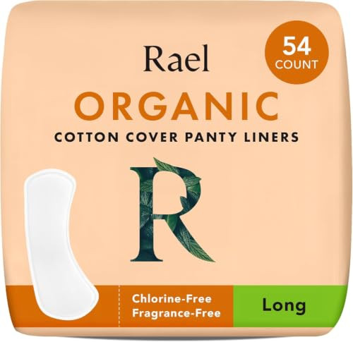 Rael Daily Panty Liners For Women Organic Cotton Cover Long 54 Count