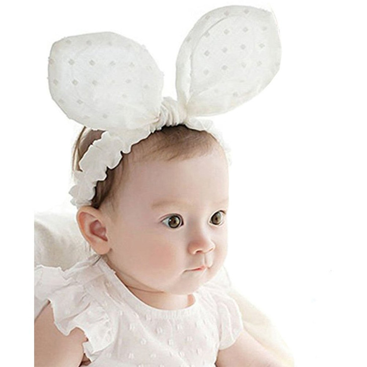 Rqj Baby Girls Rabbit Headband Bunny Ear Headwear Kids Hair Band Headwrap White