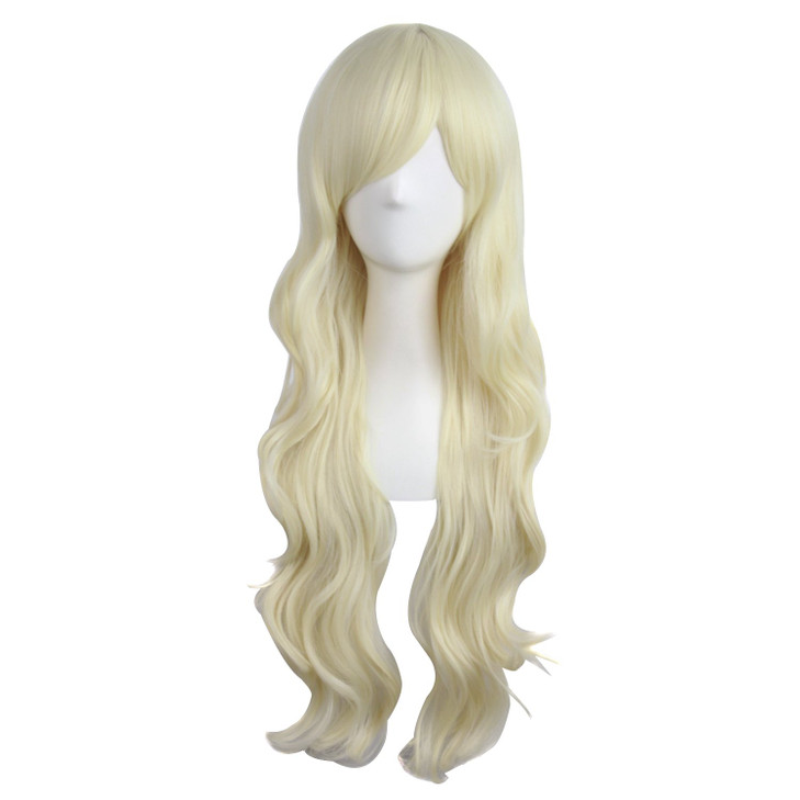 Mapofbeauty 28 Inch Charming Long Curly Full Hair Wig Light Blonde