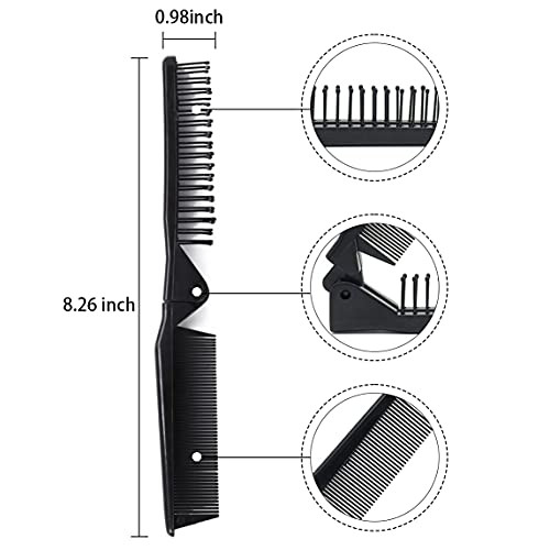 Louise Maelys Folding Hair Brush Double Headed Pocket Travel Comb Black