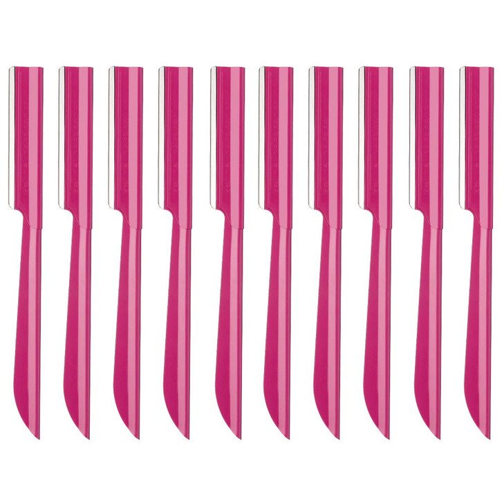 Eyebrow Trimmer Completely Stainless Steel Eyebrow Razor Shaper For Men And Women Grooming Shavers 10 Pcs Box