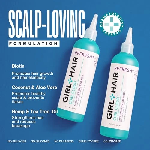 Girl Plus Hair Refresh Plus Hydrating Hair Milk For Curly Coily And Natural Hair Daily Lightweight Moisture For Braids Locs And Protective