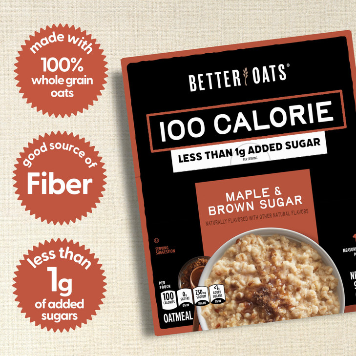 Better Oats 100 Calorie Maple And Brown Sugar Oatmeal 9.8 Oz Box 6 Pack