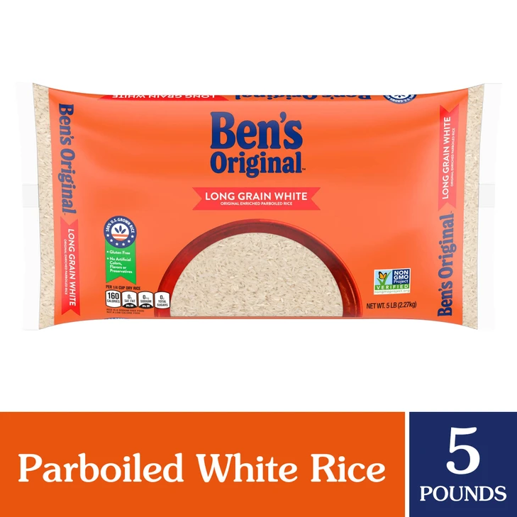 Ben S Original Enriched Long Grain White Rice Parboiled Rice 5 Lb Bag