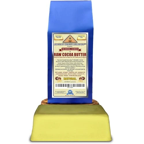 Ancient Health Remedies Organic Unrefined Raw Natural Cocoa Cacao Butter Block Bulk Size Rich Chocolate Aroma For Lip Balms Diy Base For