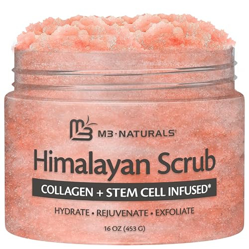 Himalayan Salt Scrub Face Foot And Body Exfoliator Infused With Collagen And Stem Cell Natural Exfoliating Salt Body Scrub For Toning