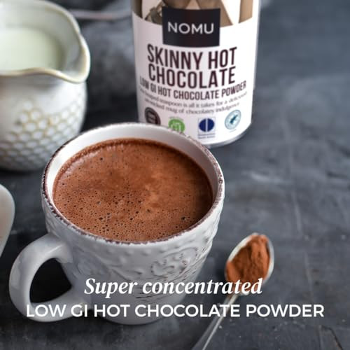 Nomu Skinny Cocoa Hot Chocolate 33 Servings No Sugar Added 20 Calories Rich Chocolate Flavor Keto Friendly High Protein