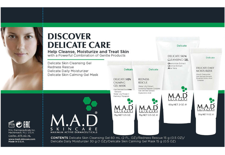 M.A.D Skincare Discover Delicate Care Set Complete Sensitive Skin Regimen With Gentle Cleansing Gel Redness Rescue Daily Moisturizer And