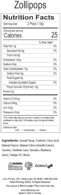 Zollipops Clean Teeth Pops Sugar Free Assorted Fruit Flavors 3.1 Oz