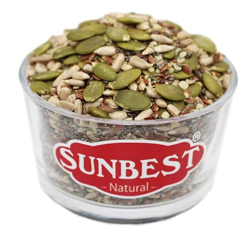 Sunbest Natural Organic Super Seeds Mix 2 Pack Raw Chia Flax Seed Hemp Pumpkin And Sunflower Seeds Great For Trail Mix Smoothies And Salads