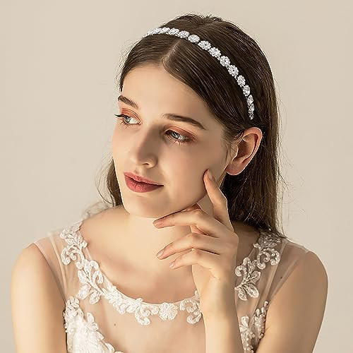 Ammei Headpiece Bridal Headpiece Wedding Headband With Crystal And Flower Girl Hair Accessories Silver 5.5