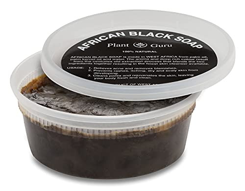 Plant Guru African Black Soap Paste 8 Oz. Pure And Natural Traditional Skincare For Face Body And Hair. Imported From Ghana