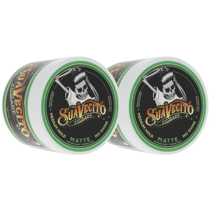 Suavecito Pomade Matte Shine Free Formula 4 Oz 2 Pack Medium Hold Hair Pomade For Men Low Shine Matte Hair Paste For Natural Texture