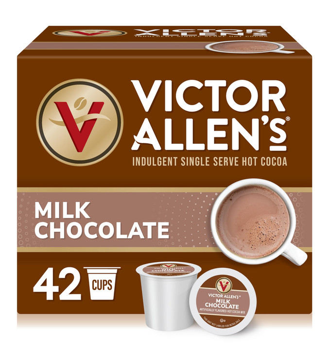 Victor Allen S Milk Chocolate Flavored Hot Cocoa Mix 42 Count Single Serve K Cup Pods For Keurig K Cup Brewers