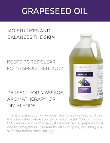 Velona Grapeseed Oil 64 Fl Oz Expeller Pressed Refined