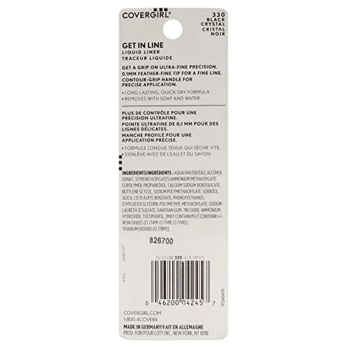Covergirl Get In Line Liquid Eyeliner Black Crystal 0.08 Fl Oz Packaging May Vary