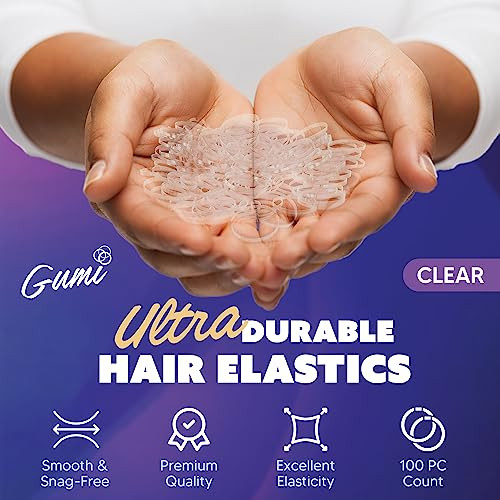 Gumi Good Ouchless Hair Elastics Clear Small 3 Per 4 Inch