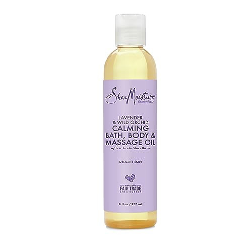 SheaMoisture Bath, Body and Massage Oil Lavender Wild Orchid Calming Moisturizer for Sensitive Skin 8 oz