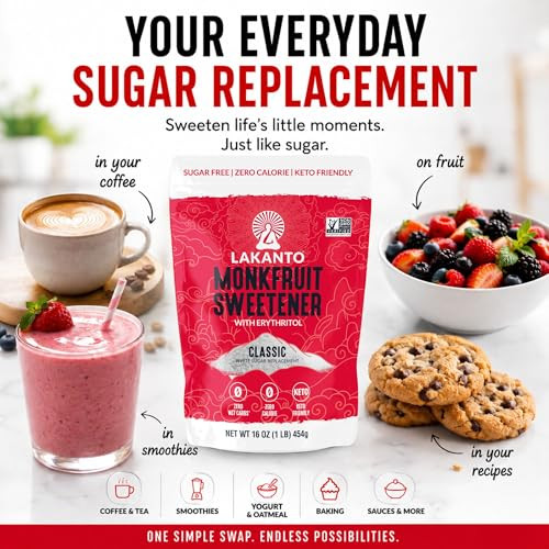 Lakanto Classic Monk Fruit Sweetener With Erythritol 1 Lb White Sugar