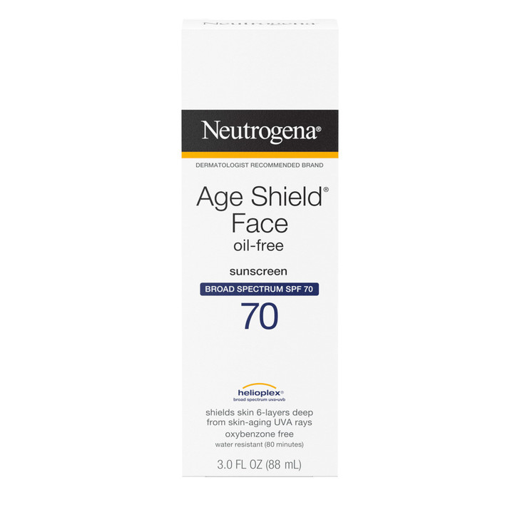 Neutrogena Age Shield Face Oil-Free Sunscreen Lotion with Broad Spectrum SPF 70, Non-Comedogenic Moisturizing Sunscreen to Help Prevent Signs of Agin