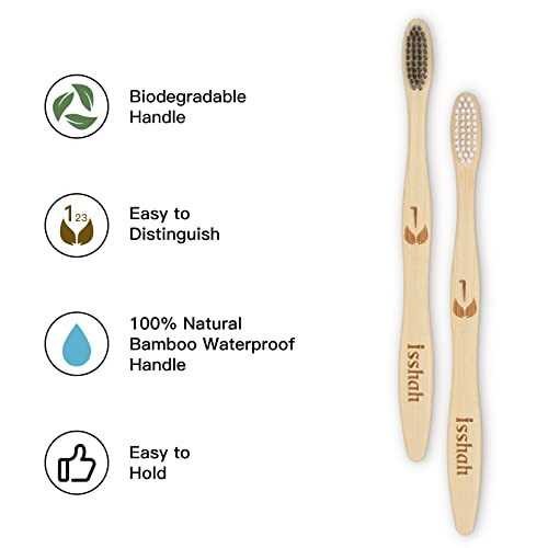 Isshah Biodegradable Bamboo Charcoal Toothbrush 12 Pack Fsc Certified