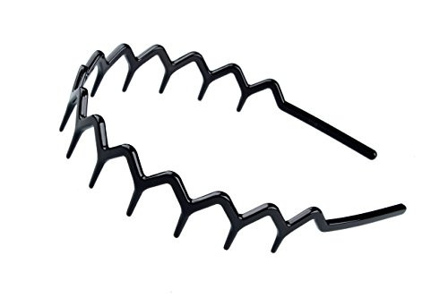 Set Of 2 Zig Zag Black Plastic Sharks Toothhair Comb Headband 2 Black Color
