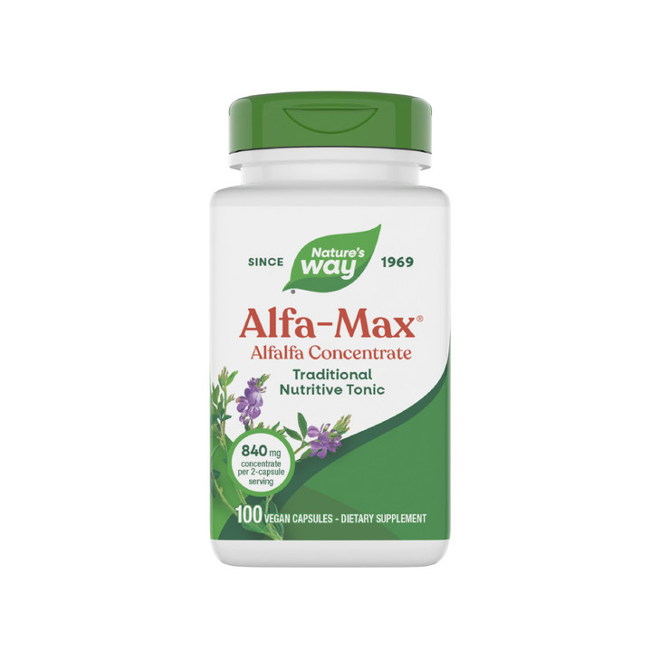 Nature's Way Alfa-Max - Alfalfa Supplement - Alfalfa Leaf, Stem & Flower - Gluten Free & Vegan - 100 Capsules