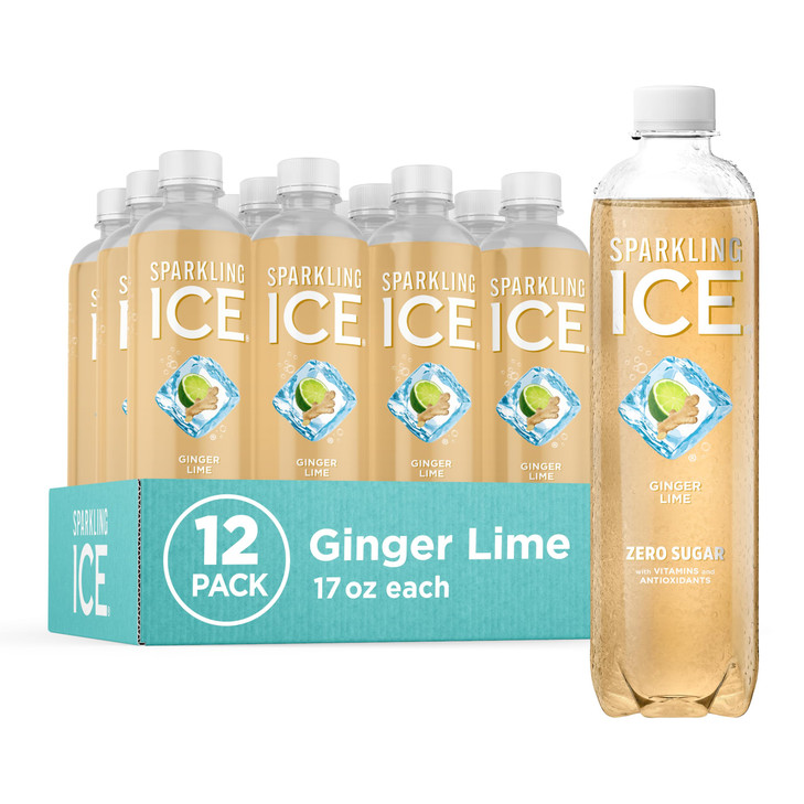 Sparkling Ice Ginger Lime Sparkling Water Zero Sugar Flavored Water With Vitamins And Antioxidants Low Calorie Beverage 17 Fl Oz Bottles