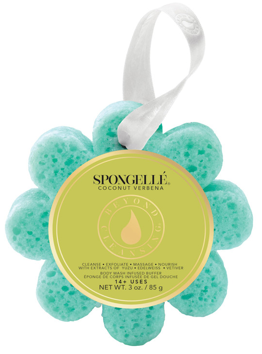 Spongellé Coconut Verbena Wild Flower Bath Sponge Built In Body Wash And Body Scrubber Shower Loofah Sponge For Women 14 Plus Uses