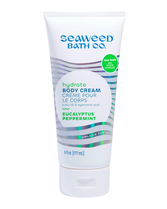 Seaweed Bath Co. Hydrate Body Cream - Eucalyptus Peppermint - Hydrating Scented Moisturizer for Body and Hands - With Vitamin E, Hyaluronic Acid and