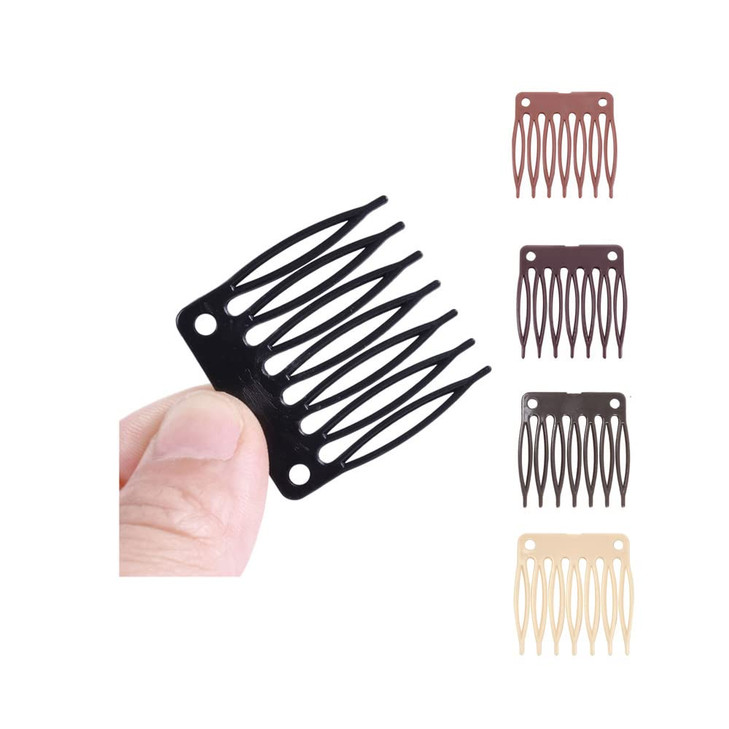 50 Pcs Hair Clip Combs For Wigs 7 Teeth Plastic Combs Black