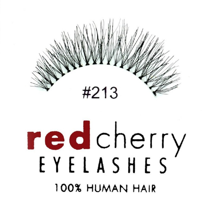 Red Cherry #213 False Eyelashes, 100% Human Hair, Black, Pack of 6 Pairs