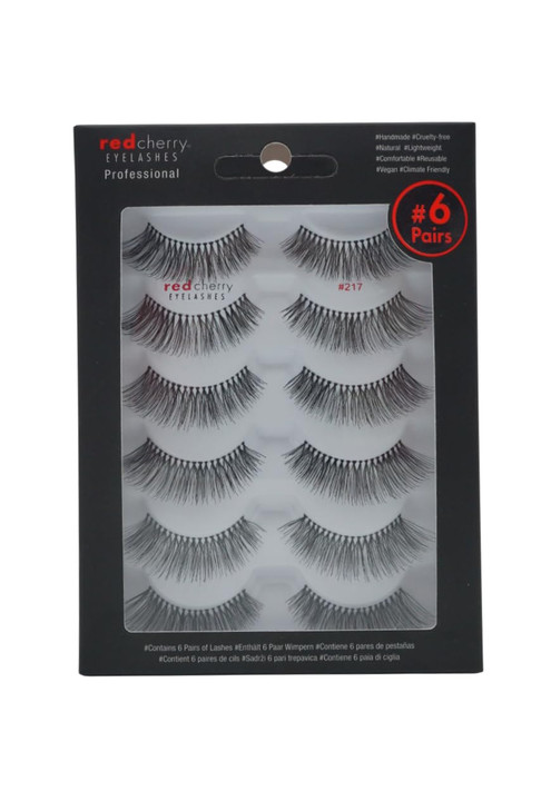 Red Cherry False Eyelashes #217 Black Human Hair - 6 Pairs