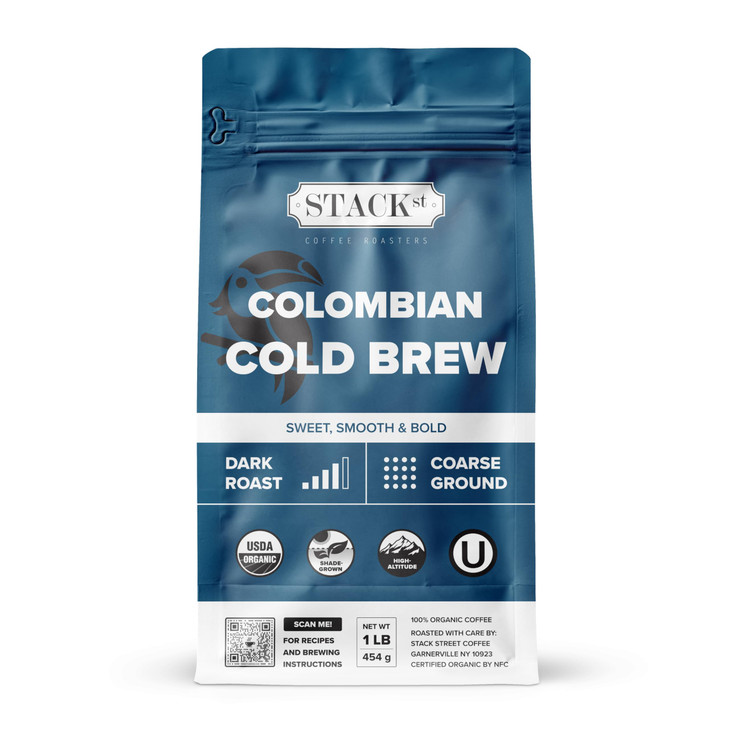 Organic Cold Brew Coffee Coarse Ground 1 Lb Colombian Supremo Reserve Flavor Dark Roast Coarse Grind 100 Percent Arabica Beans Handcrafted