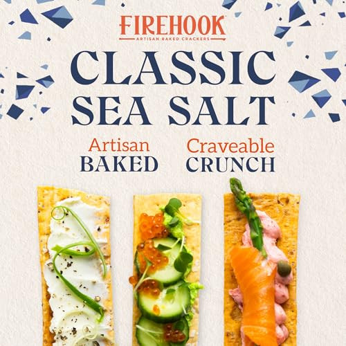 Firehook Sea Salt Crackers Artisan Baked Uniquely Crunchy Baked With Simple Ingredients Organic Non Gmo Kosher 8 Oz Box