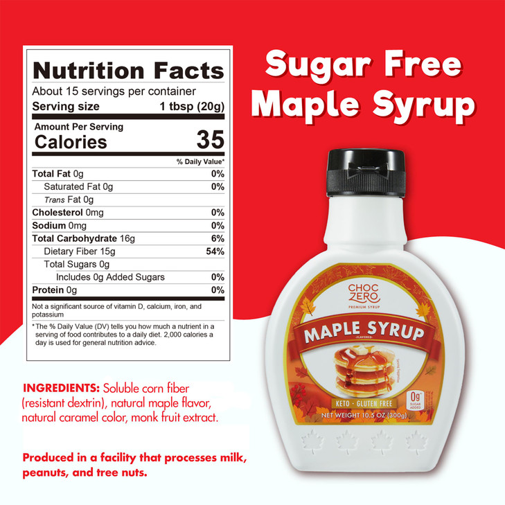 Choczero Sugar Free Maple Syrup 10.5 Oz Bottle