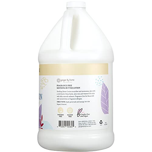 Ginger Lily Farms Botanicals Soothing Butter Lotion For Dry Sensitive Skin 100 Percent Vegan And Cruelty Free Fragrance Free 1 Gallon 128 Fl
