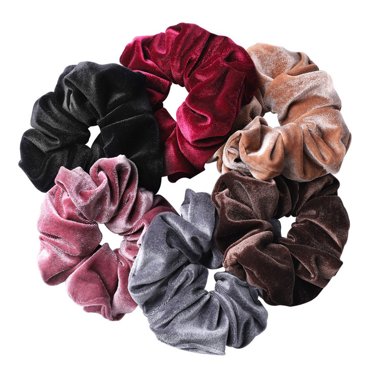 Whaline 6 Pcs Big Hair Scrunchies Velvet Elastics Large Hair Bobble Scrunchy Hairs Bands Women Soft Hairs Ties 6 Colors