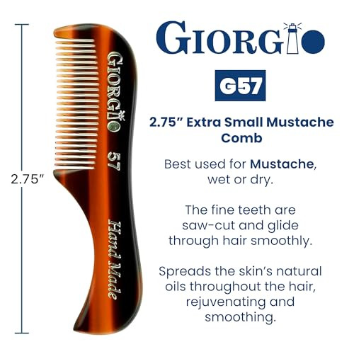 Giorgio G57 Extra Small Men S Fine Tooth Beard And Mustache Comb For Facial Hair Grooming And Styling.