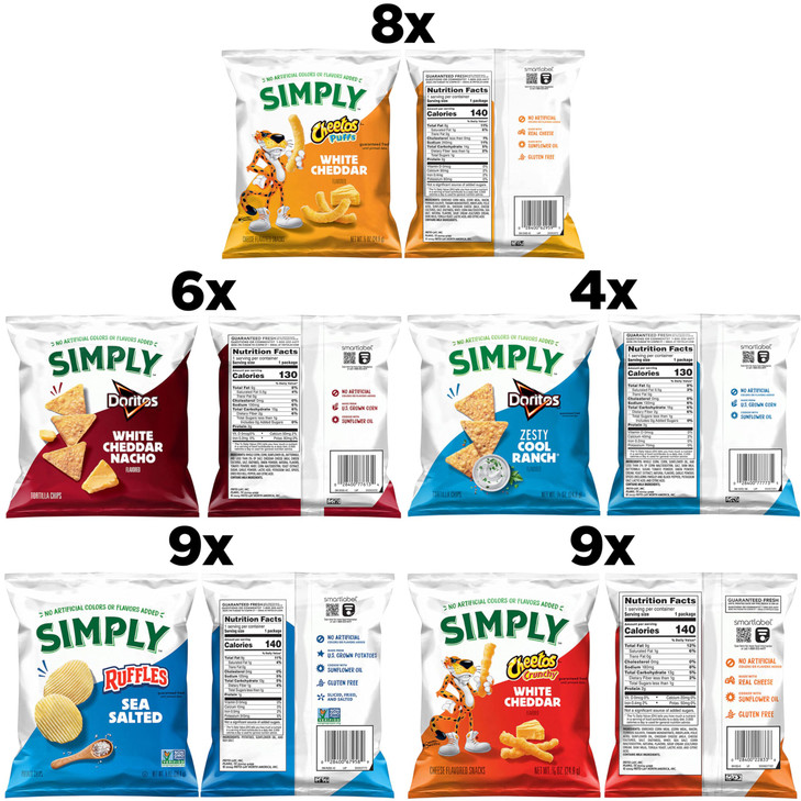 Simply Snacks Variety Pack 0.875 Oz Bag 36 Count Organic Packaging May Vary