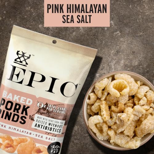 Epic Pink Himalayan Salt Pork Rinds Keto 4Ct Box 2.5Oz Bags Pack Of 4
