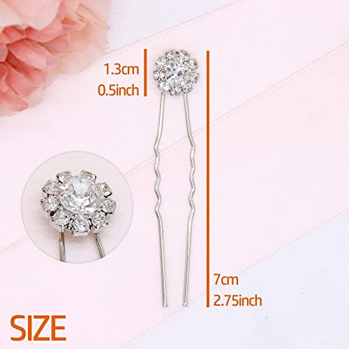 Ammei Headpiece Crystal Bridal Hair Pins Clips Wedding Hair Accessories Hair Set Jewelry With Rhinestone For Brides And Bridesmaids Set Of