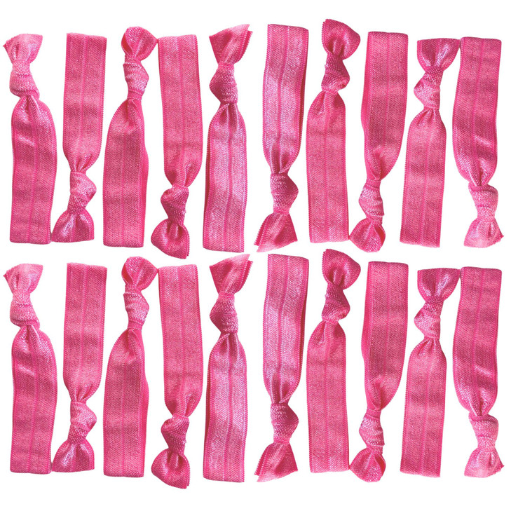 Kenz Laurenz Hair Ties 20 Elastics Ponytail Holder Set No Crease Ribbon Bands Pink