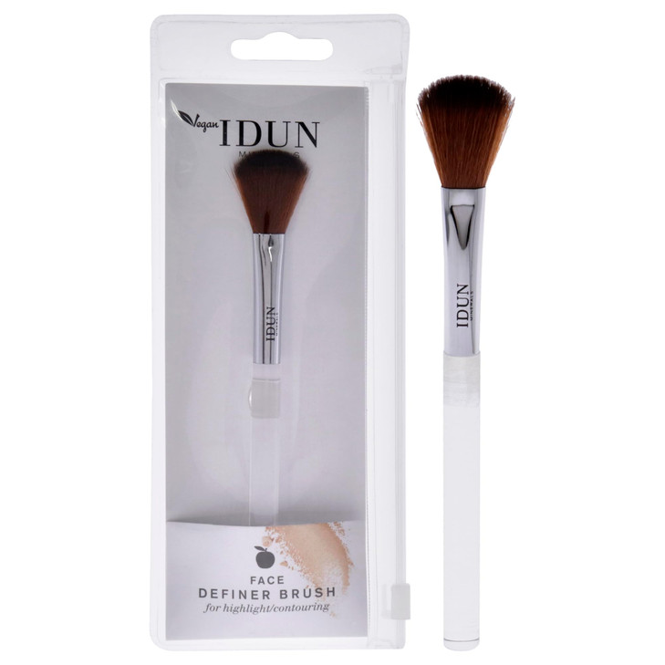 Idun Minerals Face Definer Brush Soft Bristles In An Elongated Shape Leaving A Seamless Swipe Of Powdered Texture On Skin Perfectly Flawless
