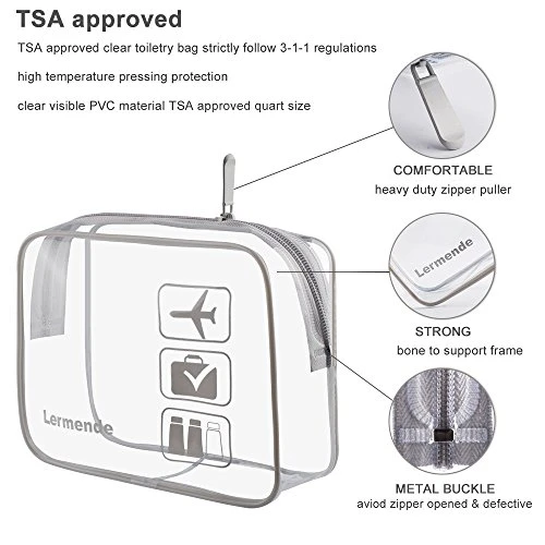 Lermende Clear Toiletry Bag Tsa Approved Quart Size Travel Carry On 2Pcs