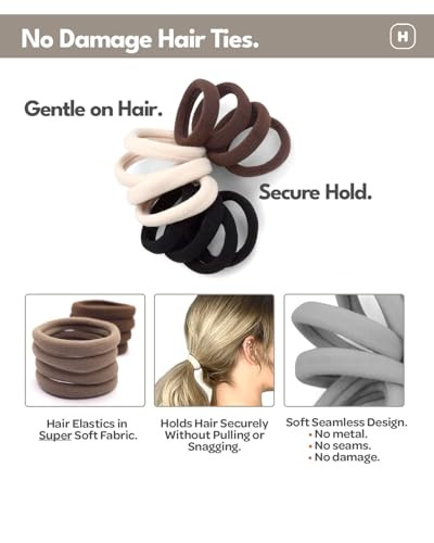 Cyndibands Seamless Hair Ties Dark Brown Gentle Hair Ties No Damage Standard Size 1.5 Inch Soft And Stretchy Nylon Fabric Ponytail Holders